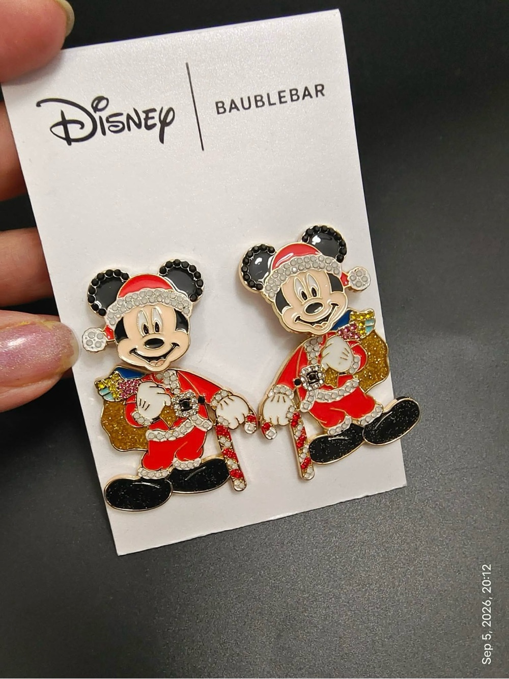 NWOT Disney baublebar Mickey Mouse as Santa Claus earrings Christmas